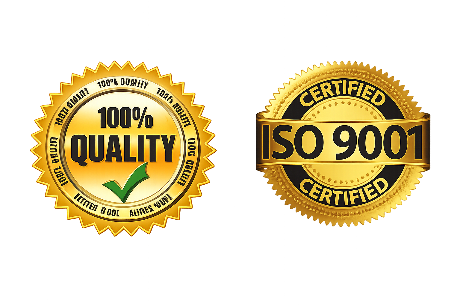 ISO 9001 Certified & 100% Quality
